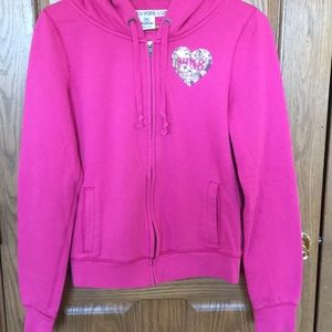 Pink long sleeve hoodie.